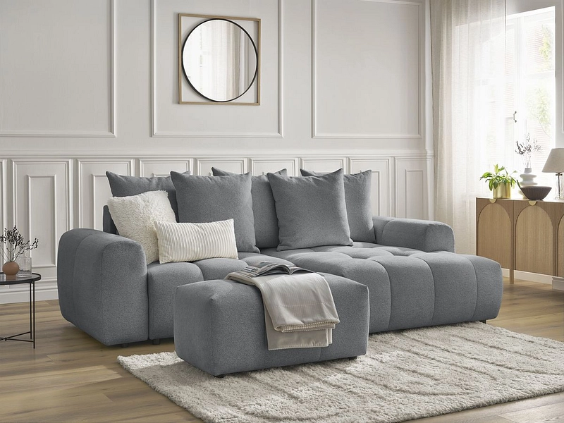 Canapé d'angle avec pouf BOBOCHIC ROXELANE