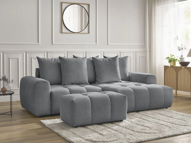 Canapé d'angle avec pouf BOBOCHIC ROXELANE