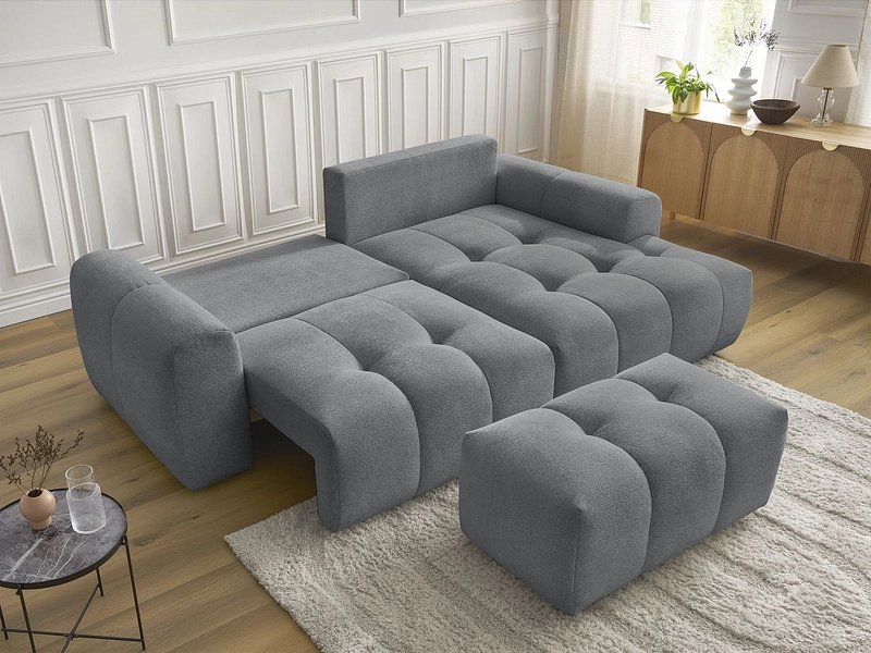 Canapé d'angle avec pouf BOBOCHIC ROXELANE