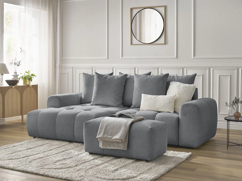 Canapé d'angle avec pouf BOBOCHIC ROXELANE