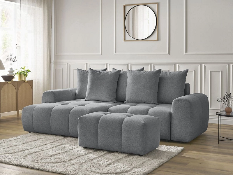 Canapé d'angle avec pouf BOBOCHIC ROXELANE