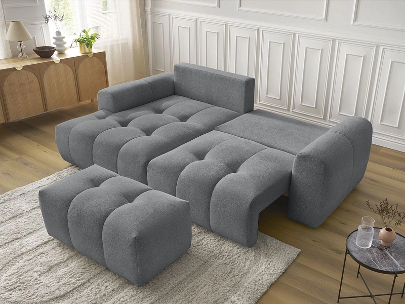 Canapé d'angle avec pouf BOBOCHIC ROXELANE