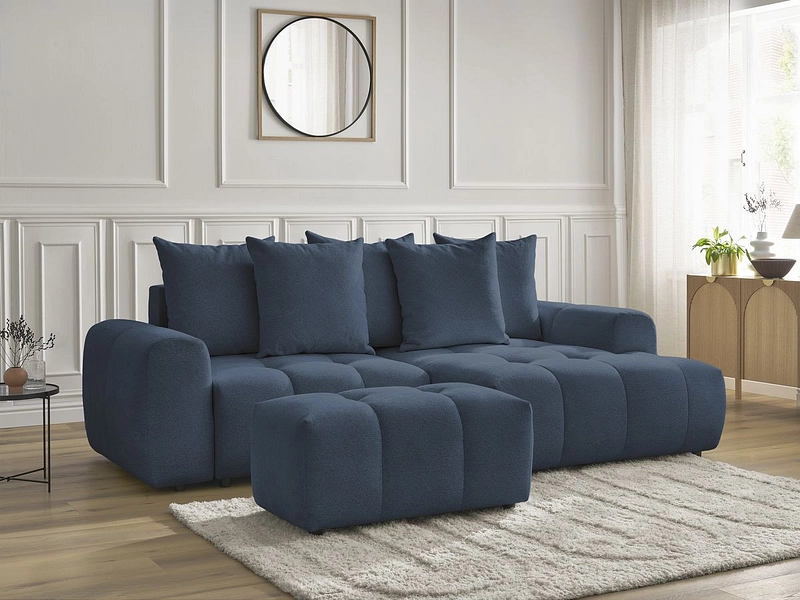 Canapé d'angle avec pouf BOBOCHIC ROXELANE