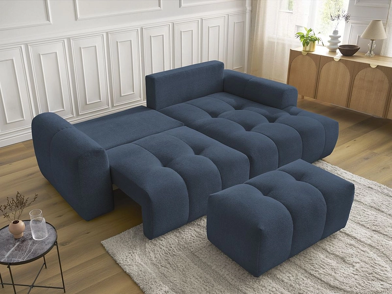 Canapé d'angle avec pouf BOBOCHIC ROXELANE