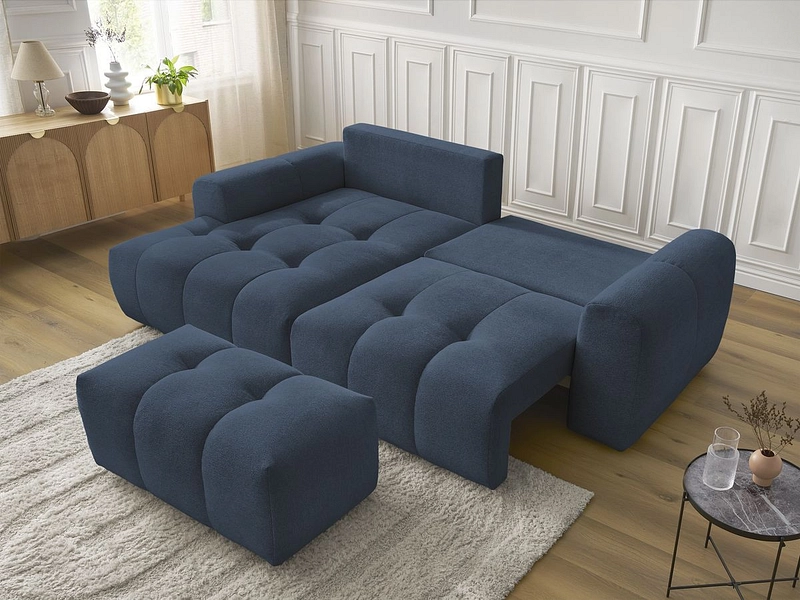 Canapé d'angle avec pouf BOBOCHIC ROXELANE