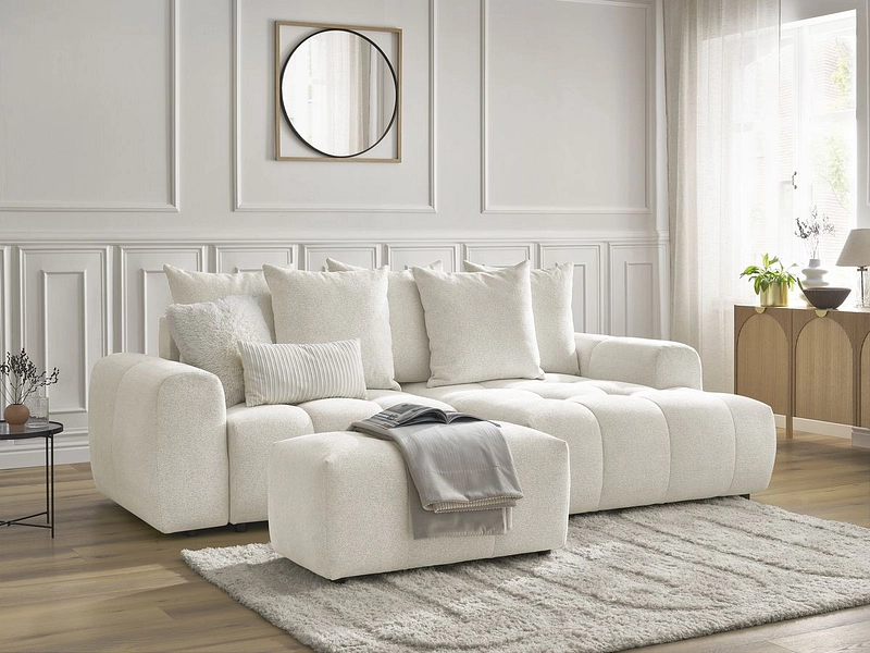 Canapé d'angle avec pouf BOBOCHIC ROXELANE