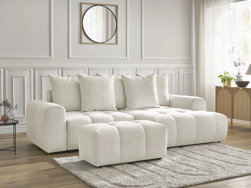 Canapé d'angle avec pouf BOBOCHIC ROXELANE