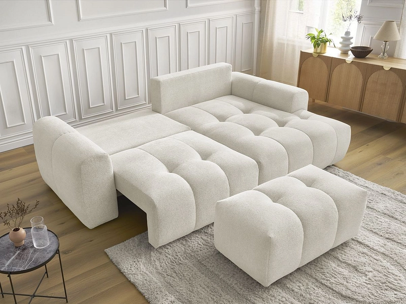 Canapé d'angle avec pouf BOBOCHIC ROXELANE