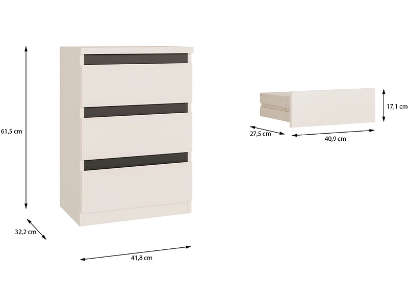 Nachttisch SUNLIGHT 3 Schubladen