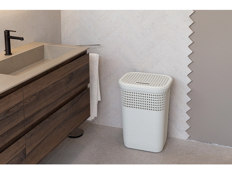 DEAHOME Wäschekorb RATTAN weiss