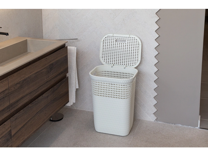 DEAHOME Wäschekorb RATTAN weiss