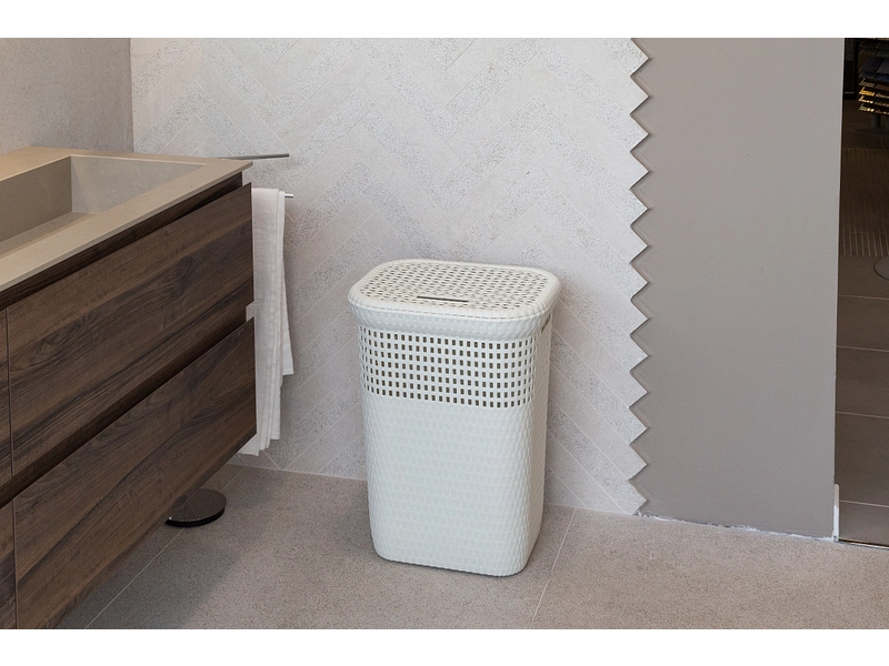 DEAHOME Wäschekorb RATTAN weiss