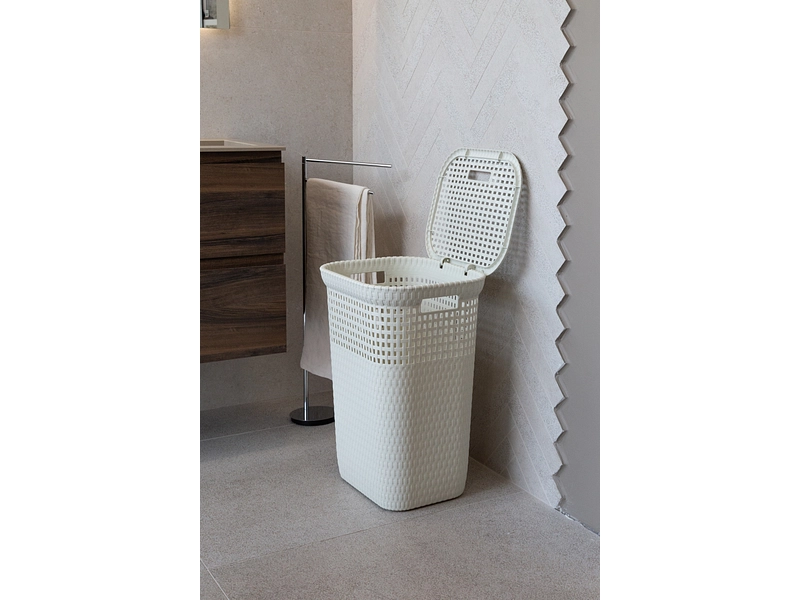 DEAHOME Wäschekorb RATTAN weiss