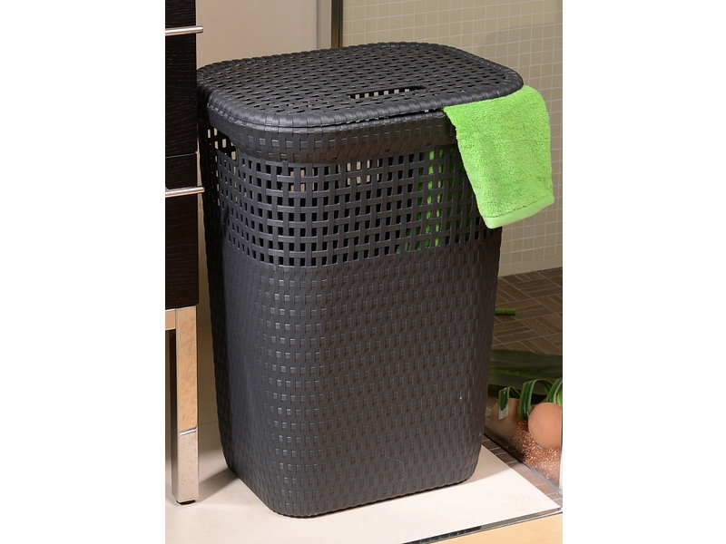 DEAHOME Wäschekorb RATTAN anthrazitschwarz