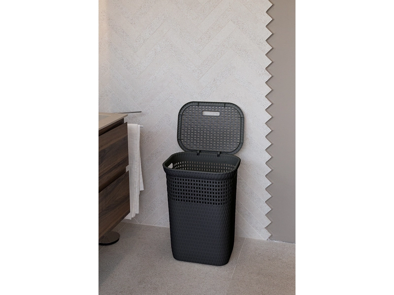 DEAHOME Wäschekorb RATTAN anthrazitschwarz