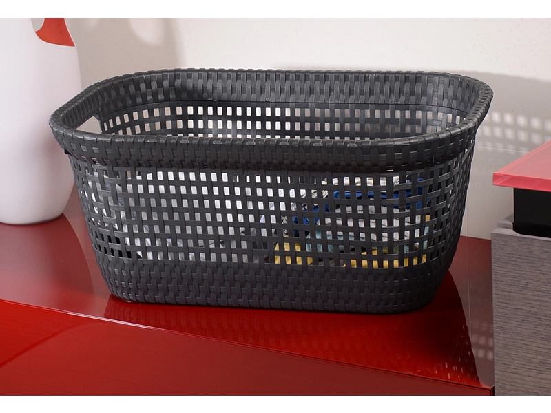 DEAHOME Wäschekorb RATTAN anthrazitschwarz