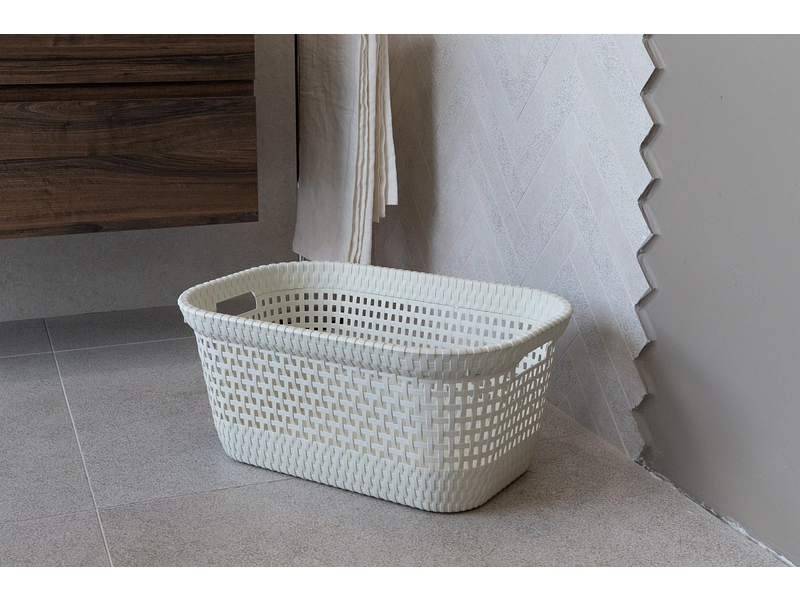 DEAHOME Wäschekorb RATTAN weiss