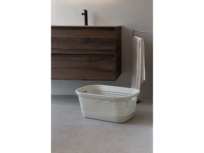 DEAHOME Wäschekorb RATTAN weiss