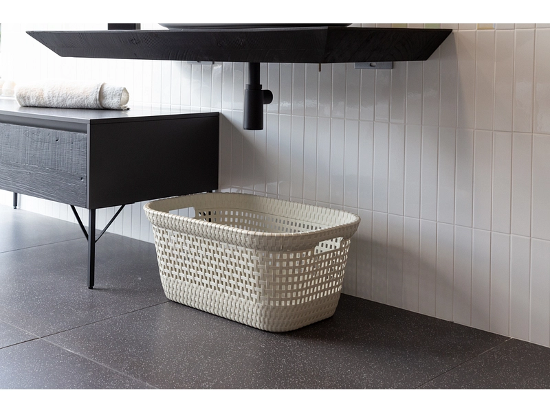 DEAHOME Wäschekorb RATTAN weiss