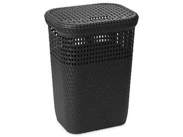 DEAHOME Wäschekorb RATTAN anthrazitschwarz
