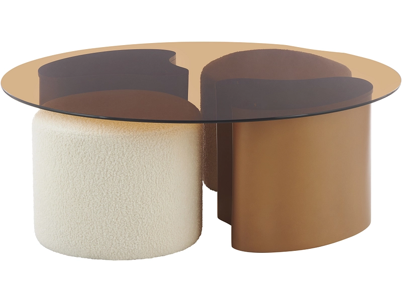 Set aus Couchtisch und 2 Hockern AMBREA