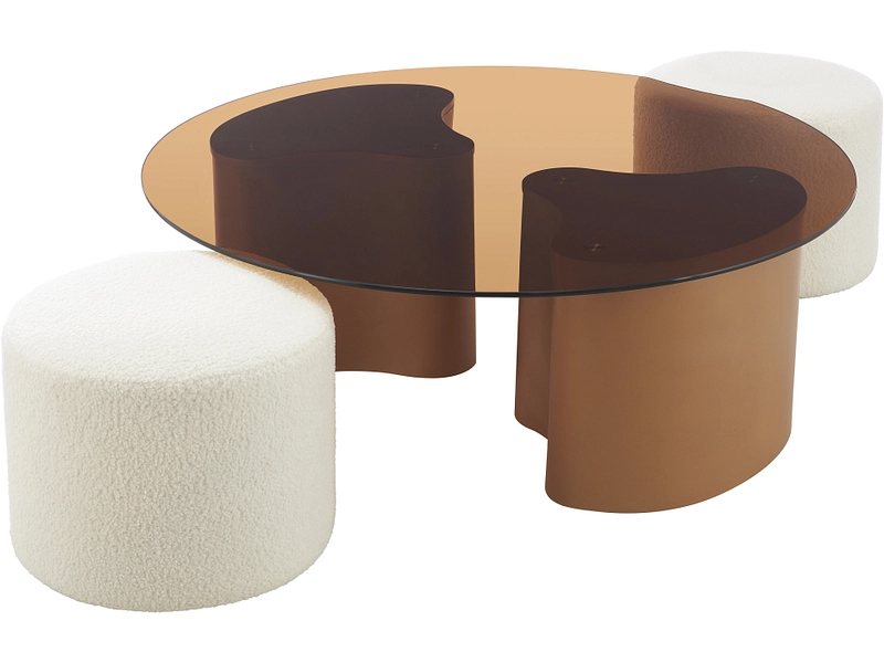 Set aus Couchtisch und 2 Hockern AMBREA