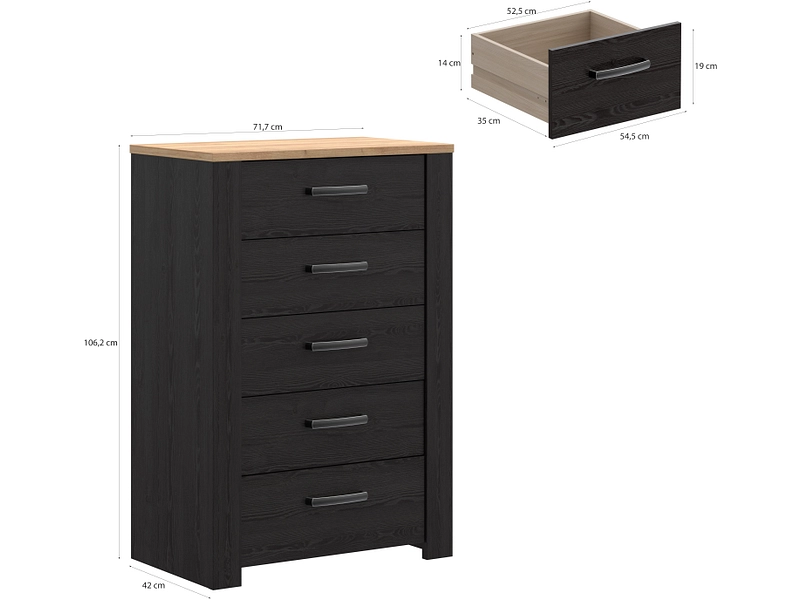 Kommode BOHOL 5 Schubladen