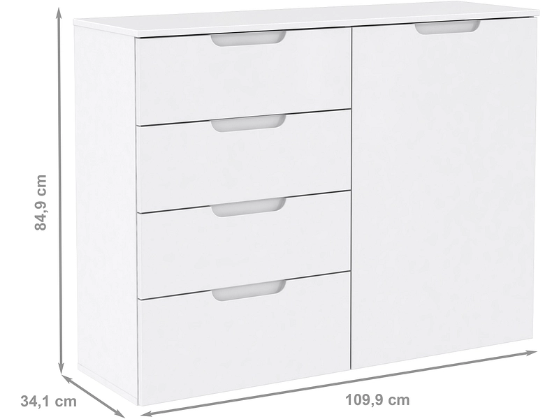 Kommode SIENNA 1 Tür 4 Schubladen