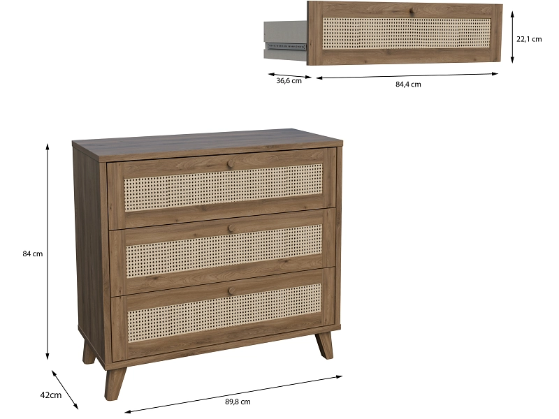 Commode GLENKEEN 3 tiroirs Commode GLENKEEN 3 tiroirs
