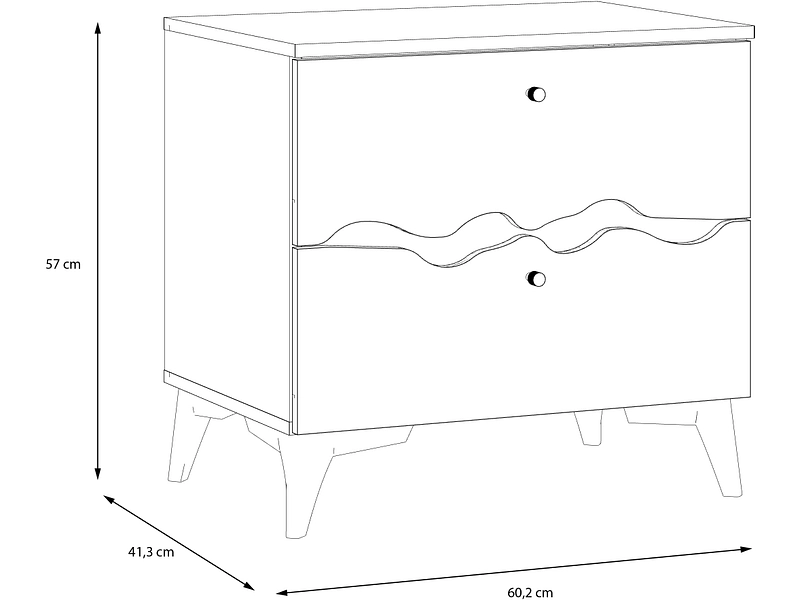 Nachttisch KENYATTA 2 Schubladen