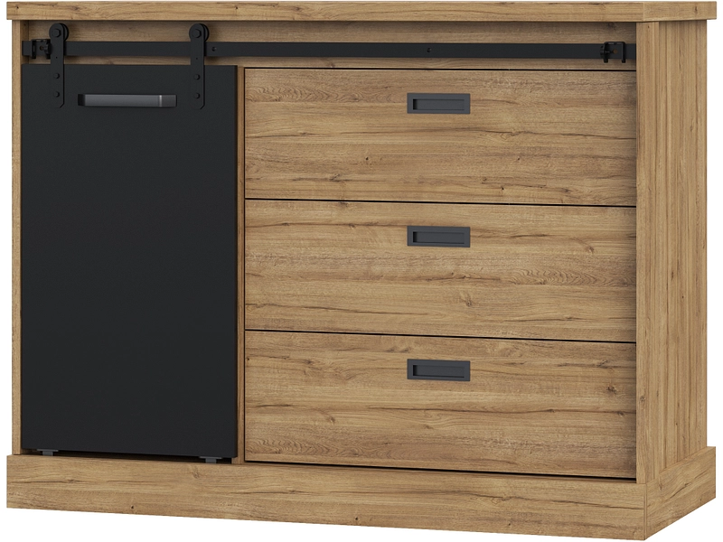 Commode KASZIMIRO 1 porte 3 tiroirs Commode KASZIMIRO 1 porte 3 tiroirs