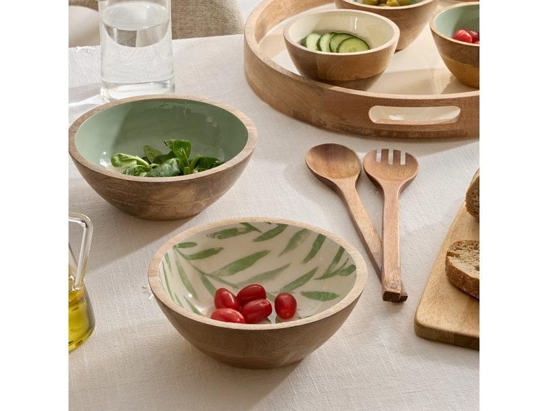 Salatschüssel INAYA massives holz grün