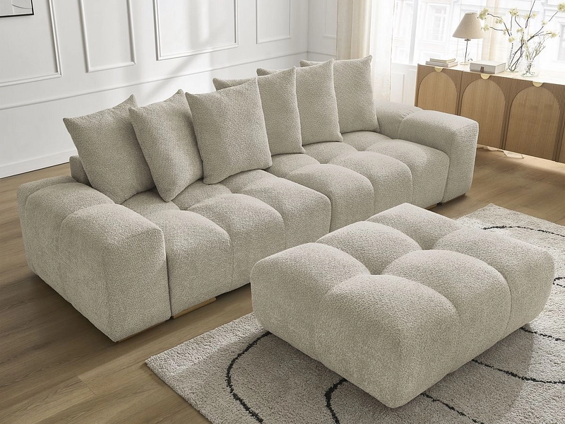 Canapé 3 places avec pouf BOBOCHIC ANAKIN