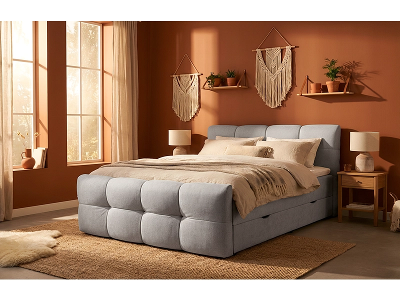 Boxspring HAMPTON grigio chiaro
