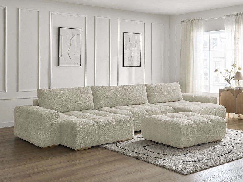 Divano ad angolo panoramico con pouf BOBOCHIC ANAKIN Divano ad angolo panoramico con pouf BOBOCHIC ANAKIN