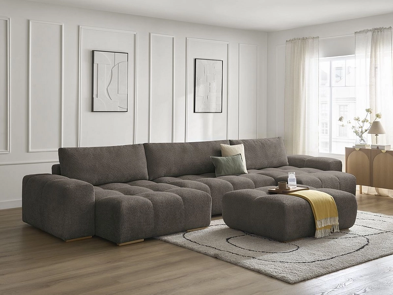 Divano ad angolo panoramico con pouf BOBOCHIC ANAKIN Divano ad angolo panoramico con pouf BOBOCHIC ANAKIN
