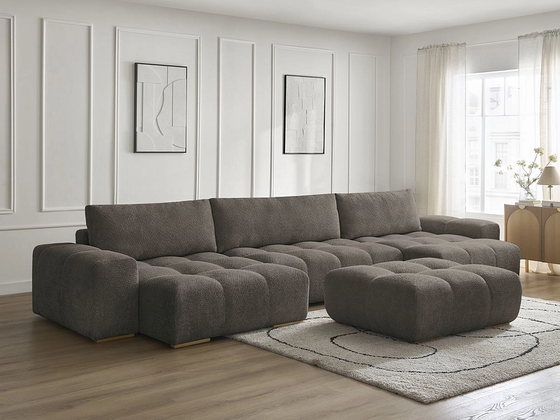 Divano ad angolo panoramico con pouf BOBOCHIC ANAKIN Divano ad angolo panoramico con pouf BOBOCHIC ANAKIN