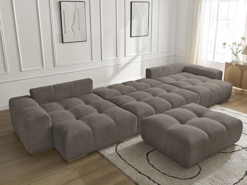 Divano ad angolo panoramico con pouf BOBOCHIC ANAKIN Divano ad angolo panoramico con pouf BOBOCHIC ANAKIN