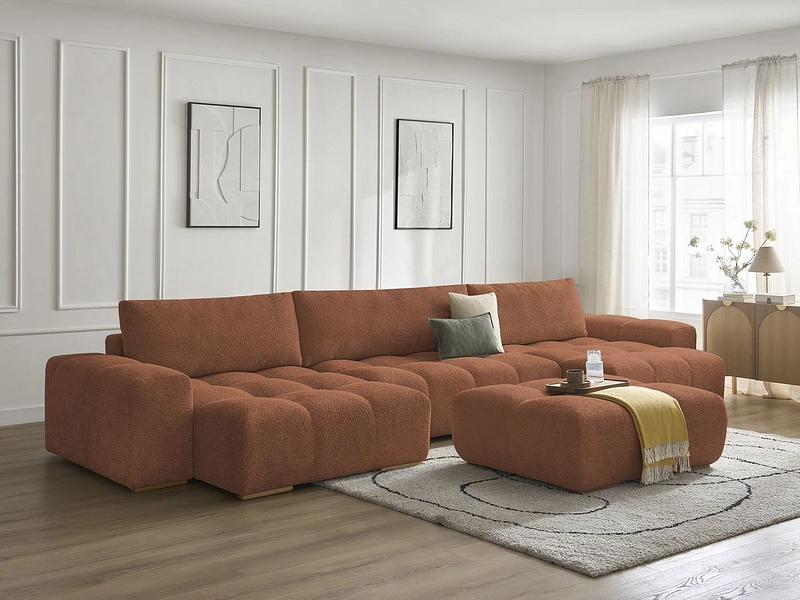 Divano ad angolo panoramico con pouf BOBOCHIC ANAKIN Divano ad angolo panoramico con pouf BOBOCHIC ANAKIN