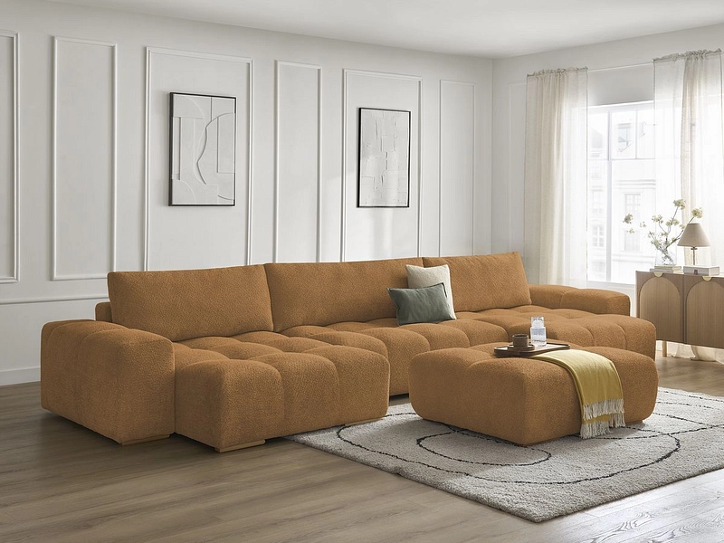 Divano ad angolo panoramico con pouf BOBOCHIC ANAKIN Divano ad angolo panoramico con pouf BOBOCHIC ANAKIN