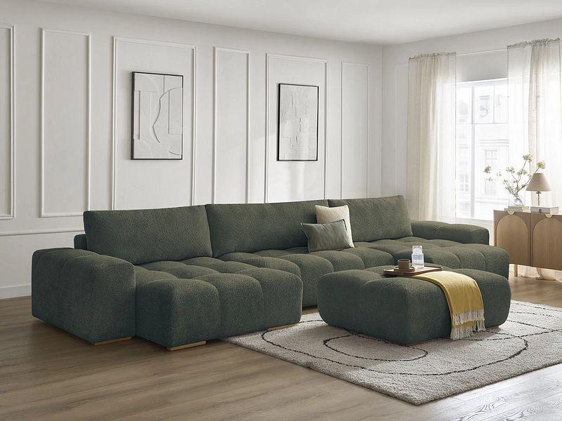 Divano ad angolo panoramico con pouf BOBOCHIC ANAKIN Divano ad angolo panoramico con pouf BOBOCHIC ANAKIN