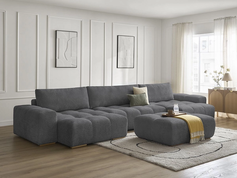 Divano ad angolo panoramico con pouf BOBOCHIC ANAKIN Divano ad angolo panoramico con pouf BOBOCHIC ANAKIN