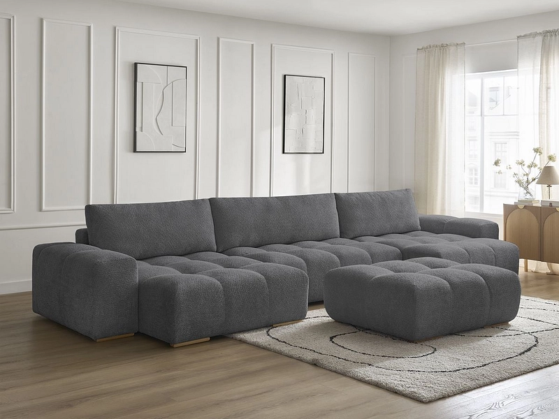 Divano ad angolo panoramico con pouf BOBOCHIC ANAKIN Divano ad angolo panoramico con pouf BOBOCHIC ANAKIN