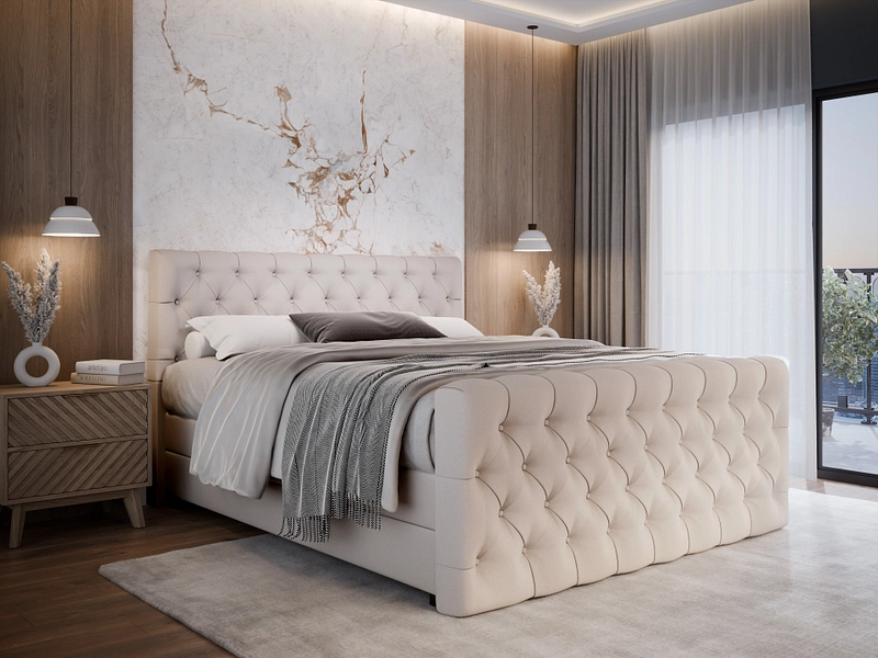 Boxspringbett KINGDOM beige