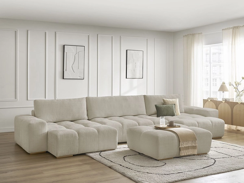 Canapé d'angle panoramique avec pouf BOBOCHIC ANAKIN