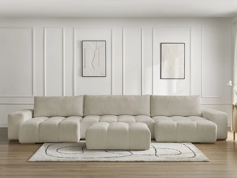 Canapé d'angle panoramique avec pouf BOBOCHIC ANAKIN