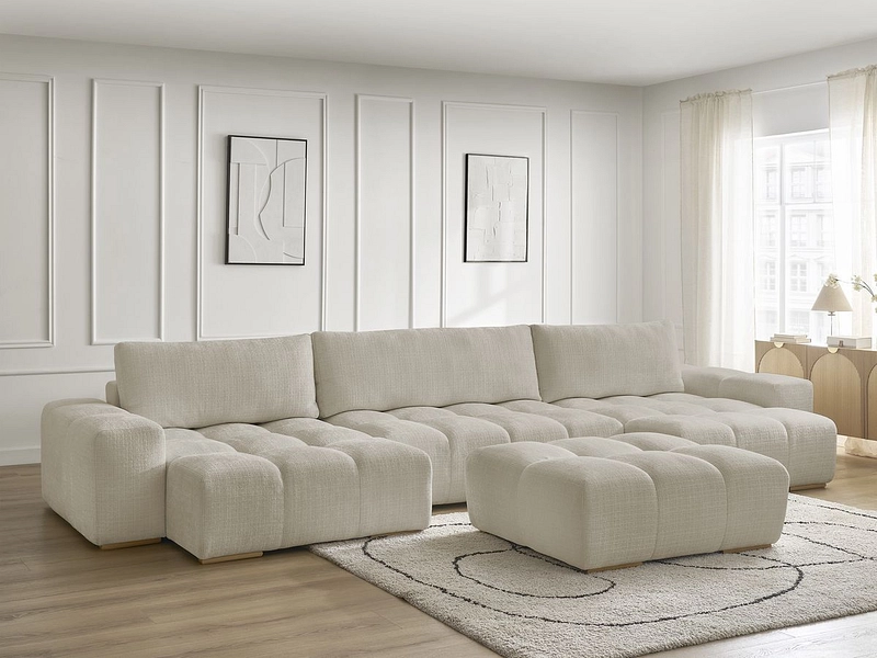 Canapé d'angle panoramique avec pouf BOBOCHIC ANAKIN