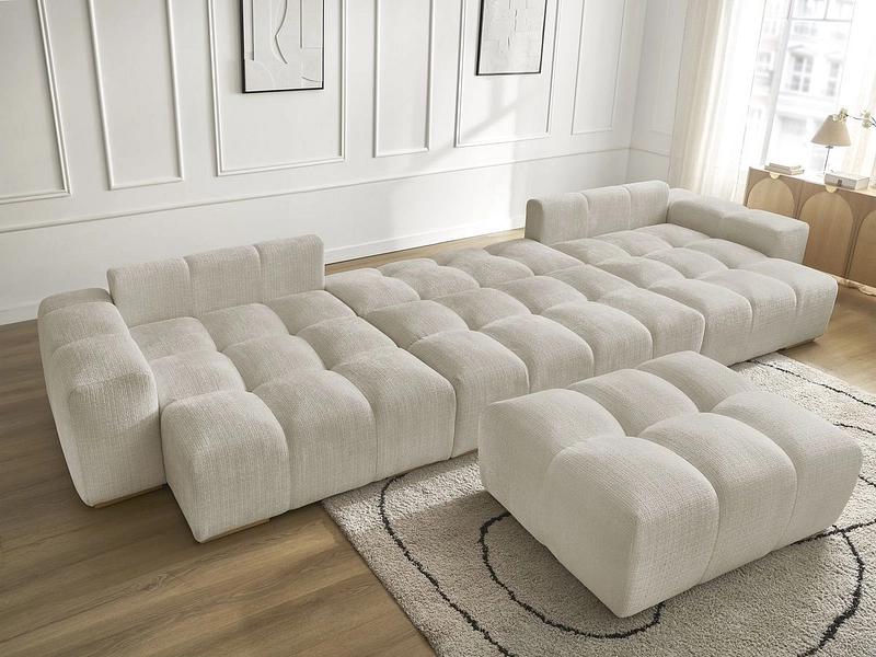 Canapé d'angle panoramique avec pouf BOBOCHIC ANAKIN