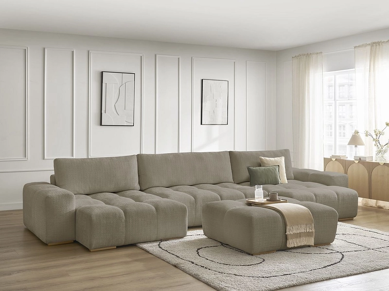 Canapé d'angle panoramique avec pouf BOBOCHIC ANAKIN