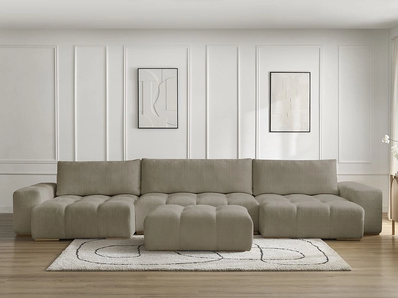 Canapé d'angle panoramique avec pouf BOBOCHIC ANAKIN